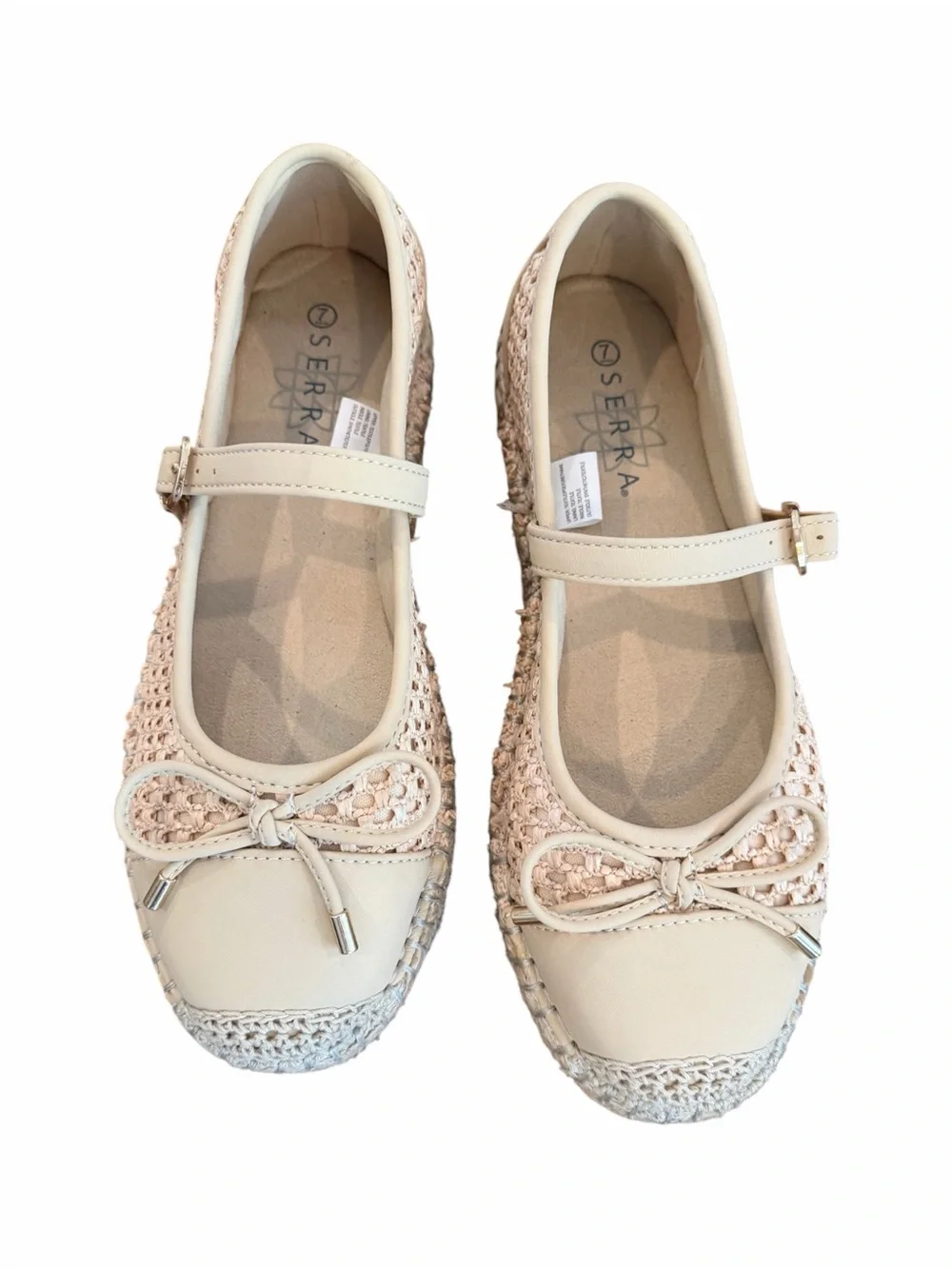Serra Woven Mary Jane Espadrille Flats with Bow Accent NWT